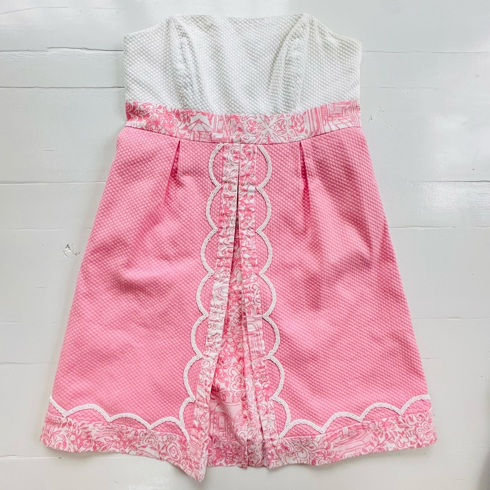 Lilly Pulitzer Jubilee Pink and White Strapless Dress